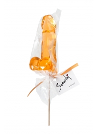 Оранжевый леденец в форме пениса со вкусом аморетто - Sosuчki - купить с доставкой в Кисловодске