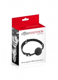 Черный силиконовый кляп-шарик на ремешках - Fetish Tentation - купить с доставкой в Кисловодске