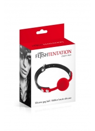 Красный кляп-шарик на черных ремешках - Fetish Tentation - купить с доставкой в Кисловодске
