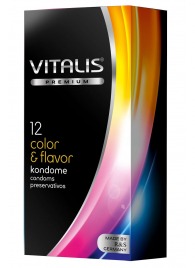 Цветные ароматизированные презервативы VITALIS PREMIUM color   flavor - 12 шт. - Vitalis - купить с доставкой в Кисловодске