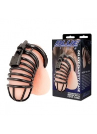 Черная металлическая клетка с замком Deluxe Chastity Cage - BlueLine - купить с доставкой в Кисловодске