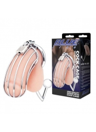 Серебристая металлическая клетка с анальным стимулятором Cock Cage - BlueLine - купить с доставкой в Кисловодске