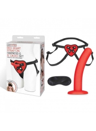 Красный поясной фаллоимитатор Red Heart Strap on Harness   5in Dildo Set - 12,25 см. - Lux Fetish - купить с доставкой в Кисловодске