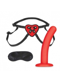Красный поясной фаллоимитатор Red Heart Strap on Harness   5in Dildo Set - 12,25 см. - Lux Fetish - купить с доставкой в Кисловодске