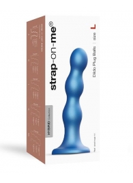 Голубая насадка Strap-On-Me Dildo Plug Balls size L - Strap-on-me - купить с доставкой в Кисловодске