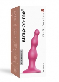 Розовая насадка Strap-On-Me Dildo Plug Beads size S - Strap-on-me - купить с доставкой в Кисловодске