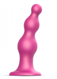 Розовая насадка Strap-On-Me Dildo Plug Beads size S - Strap-on-me - купить с доставкой в Кисловодске