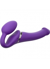 Фиолетовый безремневой вибрострапон Vibrating Bendable Strap-On - size L - Strap-on-me - купить с доставкой в Кисловодске
