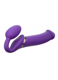 Фиолетовый безремневой вибрострапон Silicone Bendable Strap-On - size XL - Strap-on-me - купить с доставкой в Кисловодске