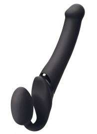 Черный безремневой вибрострапон Silicone Bendable Strap-On - size XL - Strap-on-me - купить с доставкой в Кисловодске