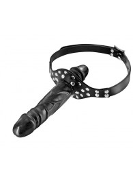 Черный кляп-фаллоимитатор Double Penis Gag - Fetish Tentation - купить с доставкой в Кисловодске
