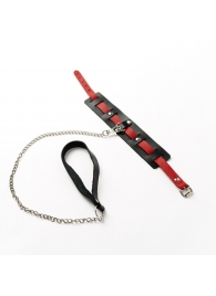 Черный ошейник с красным ремешком и поводком - Crazy Handmade - купить с доставкой в Кисловодске