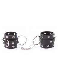 Черные кожаные наручники с люверсами - Crazy Handmade - купить с доставкой в Кисловодске