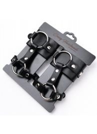 Черные наручники с креплением на кисть руки - Crazy Handmade - купить с доставкой в Кисловодске