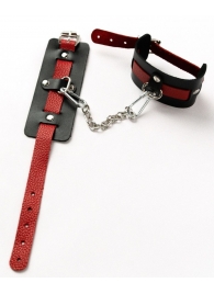 Черные оковы с красным декором и заклепками - Crazy Handmade - купить с доставкой в Кисловодске