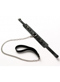 Черный ошейник с шипами и поводком - Crazy Handmade - купить с доставкой в Кисловодске