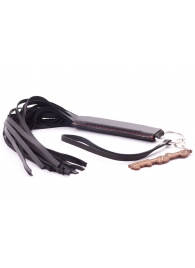 Черная кожаная плеть с удобной ручкой - 50 см. - Crazy Handmade - купить с доставкой в Кисловодске