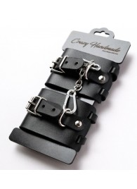 Черные кожаные наручники с ремешками - Crazy Handmade - купить с доставкой в Кисловодске