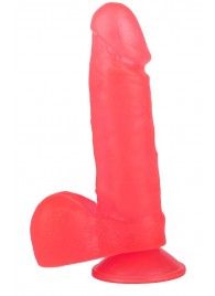 Розовый гелевый фаллоимитатор на подошве-присоске - 16 см. - LOVETOY (А-Полимер)