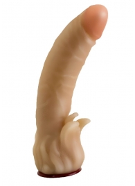 Телесная гелевая насадка-фаллос с клиторальными лепестками - 18,5 см. - LOVETOY (А-Полимер) - купить с доставкой в Кисловодске