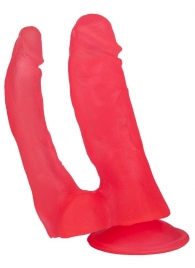 Двойной розовый фаллоимитатор на присоске - 15 см. - LOVETOY (А-Полимер)