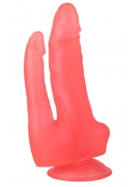 Двойной розовый стимулятор на присоске - 17 см. - LOVETOY (А-Полимер)