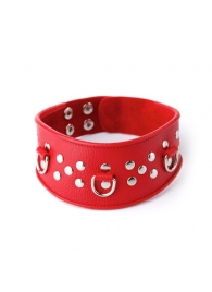 Кожаный красный ошейник с велюровой подкладкой - Sitabella - купить с доставкой в Кисловодске