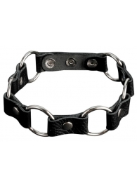 Кожаный черный ошейник с кольцами - Sitabella - купить с доставкой в Кисловодске