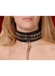 Чёрный ошейник с цепочками и поводком - Sitabella - купить с доставкой в Кисловодске