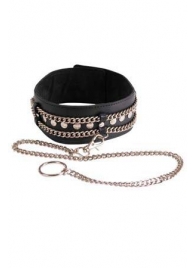 Чёрный ошейник с цепочками и поводком - Sitabella - купить с доставкой в Кисловодске