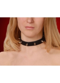 Узкий чёрный ошейник с шипами - Sitabella - купить с доставкой в Кисловодске