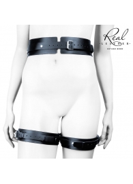 Черный кожаный пояс с гартерами - S-M - Notabu - купить с доставкой в Кисловодске