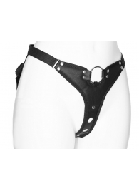 Черный женский пояс с вагинальной пробкой - LOVETOY (А-Полимер) - купить с доставкой в Кисловодске