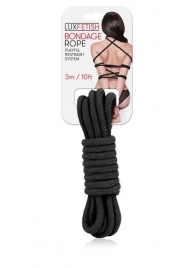 Черная хлопковая веревка для связывания - 3 м. - Lux Fetish - купить с доставкой в Кисловодске