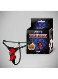 Чёрные кожаные трусики с двумя штырьками для насадок - Sitabella - купить с доставкой в Кисловодске