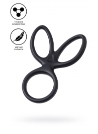 Черное тройное кольцо на пенис Kraken - A-toys - в Кисловодске купить с доставкой