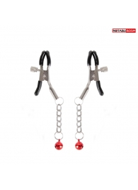 Серебристые зажимы на соски с шариками на цепочках - Notabu - купить с доставкой в Кисловодске