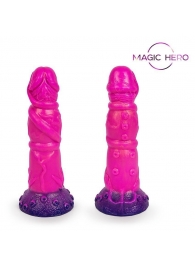 Розовый рельефный фантазийный фаллоимитатор - 20 см. - Bior toys - купить с доставкой в Кисловодске