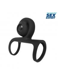 Черная вибронасадка на пенис Sex Expert - Sex Expert - в Кисловодске купить с доставкой