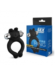 Черное силиконовое эрекционное виброкольцо Sex Expert - Sex Expert - в Кисловодске купить с доставкой