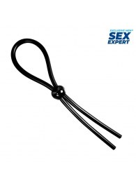 Черное силиконовое лассо с шариком для утяжки - Sex Expert - в Кисловодске купить с доставкой