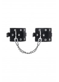 Черные кожаные однослойные оковы с люверсами - Pecado - купить с доставкой в Кисловодске
