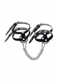 Черные однослойные кожаные оковы из двух ремешков - Pecado - купить с доставкой в Кисловодске