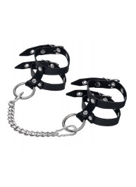 Черные однослойные кожаные оковы из двух ремешков - Pecado - купить с доставкой в Кисловодске