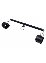 Черная распорка для ног с кожаными манжетами - Pecado - купить с доставкой в Кисловодске