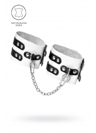 Бело-черные оковы с двумя ремешками и люверсами - Pecado - купить с доставкой в Кисловодске