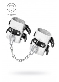 Бело-черные наручники с двумя ремешками и люверсами - Pecado - купить с доставкой в Кисловодске