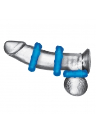 Комплект из трех голубых эрекционных колец 3-Pack Ribbed Rider Cock Ring Set - BlueLine - в Кисловодске купить с доставкой