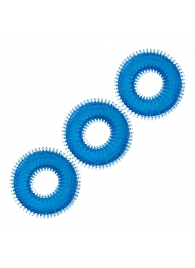 Комплект из трех голубых колец для эрекции 3-Pack Ultra-Stim Stretch Cock Rings - BlueLine - в Кисловодске купить с доставкой