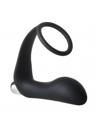 Черное эрекционное кольцо с вибропробкой Vibrating Anal Plug With Cockring - Dream Toys - в Кисловодске купить с доставкой